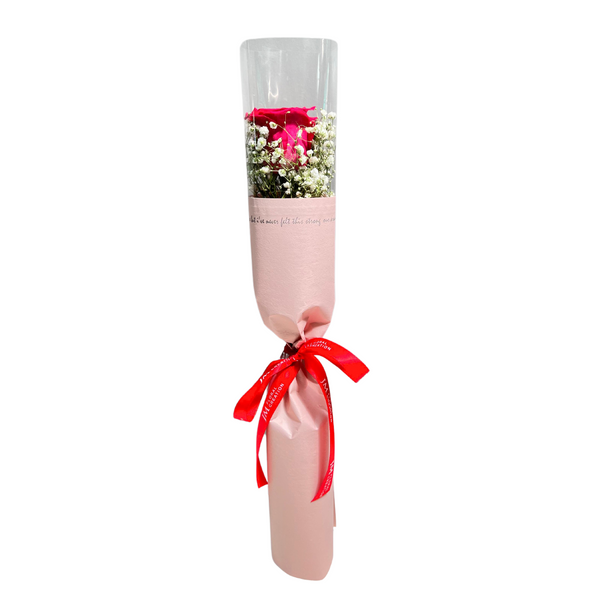 Rose Single Stalk with Baby's Breath Bouquet