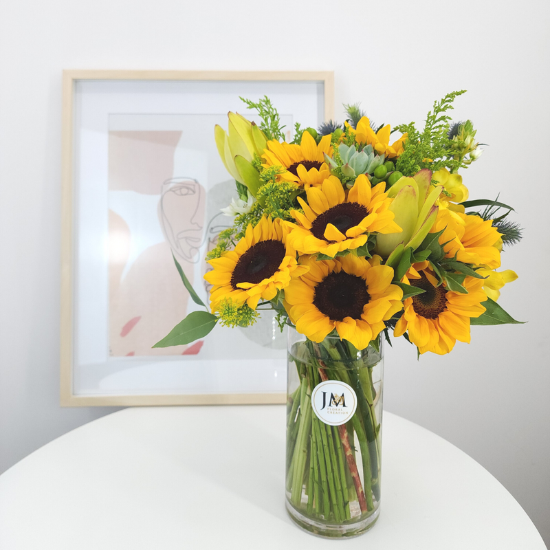 alicia Yellow Sunflower Vase Arrangement Birthday Flower Bouquet Singapore