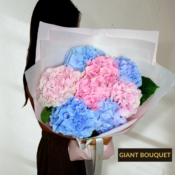 beatriz Blue & Pink Hydrangeas Giant Bouquet Birthday Flower Bouquet Singapore