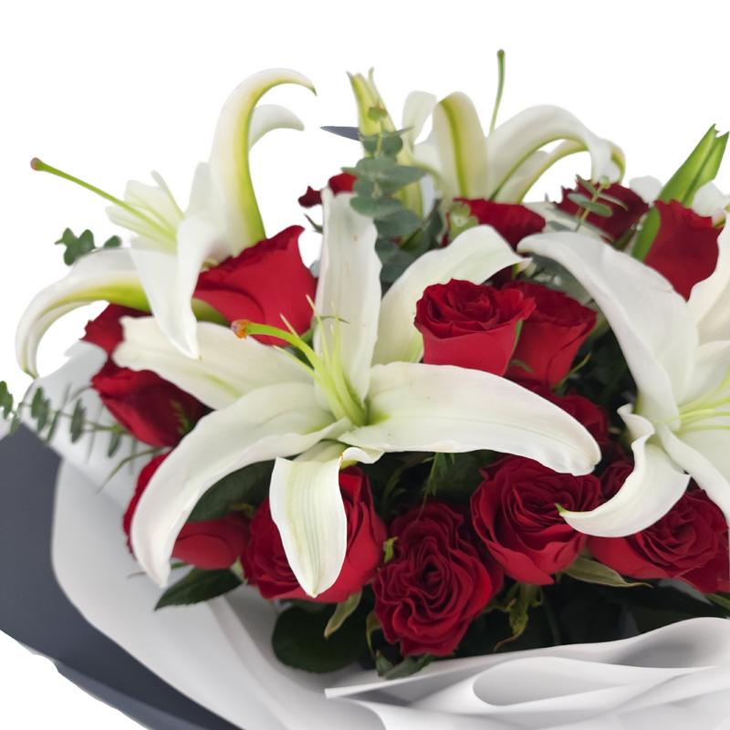cassandra Red Roses and White Lilies Bouquet Birthday Flower Bouquet Singapore