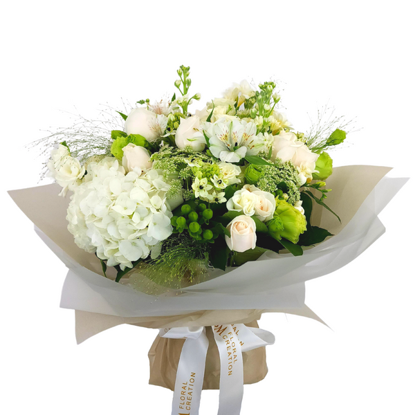 clarissa Hydrangeas, Carnations and Roses Birthday Flower Bouquet Singapore