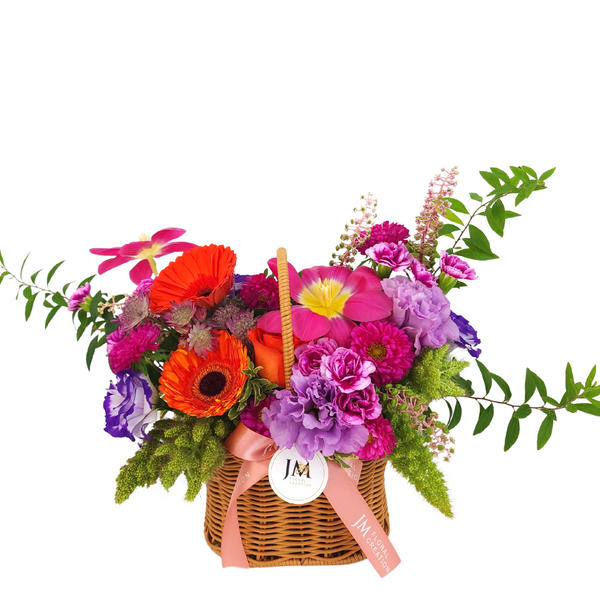 daniela Roses, Tulips and Carnations Korean-Style Basket Arrangement Birthday Flower Bouquet Singapore