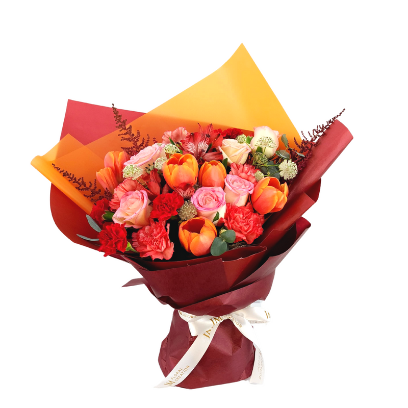 elva Roses, Tulips & Carnations Bouquet Birthday Flower Bouquet Singapore
