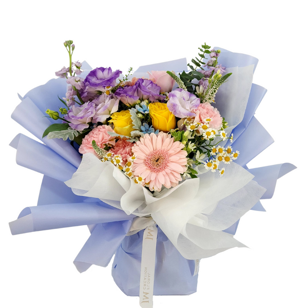 greta Roses & Carnations Wrapped Bouquet Birthday Flower Bouquet Singapore