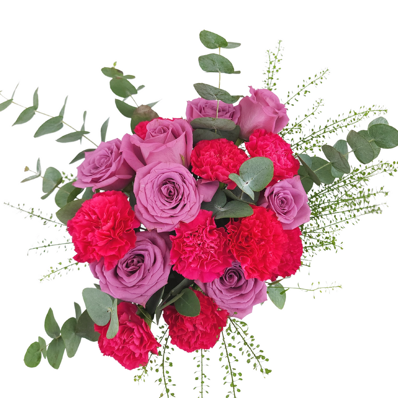 iris Roses & Carnations Vase Arrangement Birthday Flower Bouquet Singapore