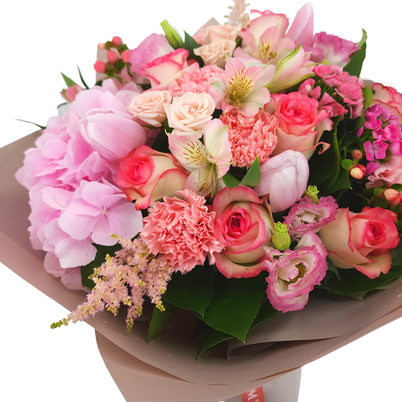 lily Hydrangeas, Carnations and Roses Birthday Flower Bouquet Singapore