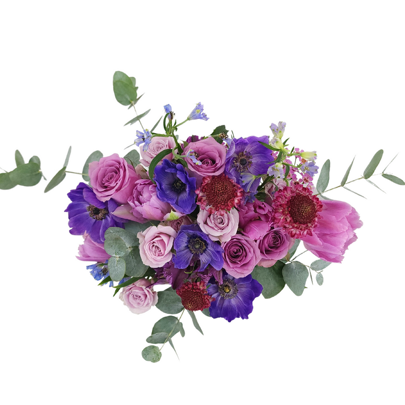 lina Purple Tulips & Roses Vase Arrangement Birthday Flower Bouquet Singapore