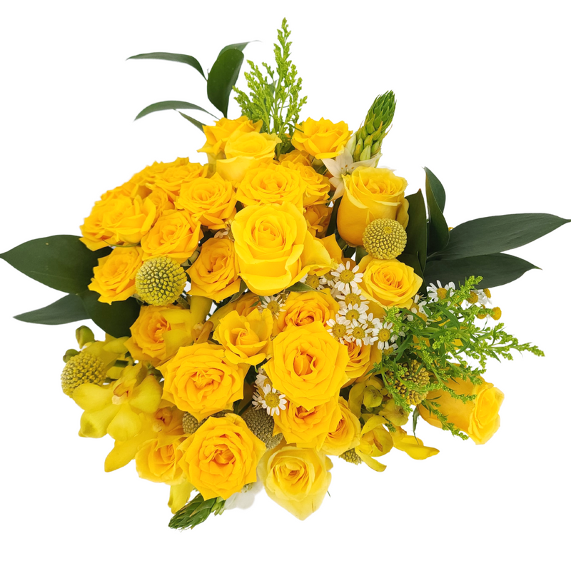 marie Yellow Roses Vase Arrangement Birthday Flower Bouquet Singapore