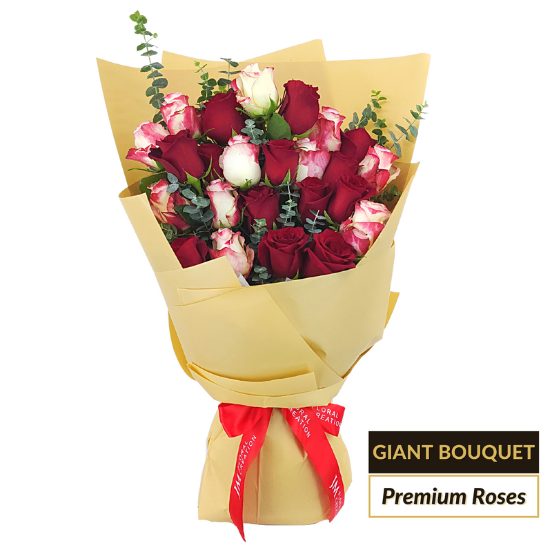 regina Red & Pink Premium Roses Giant Bouquet Birthday Flower Bouquet Singapore