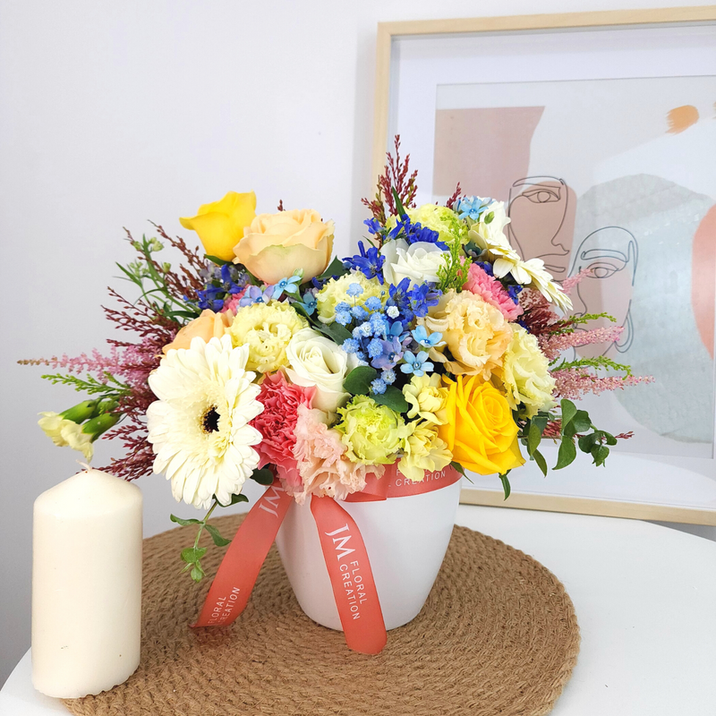 selena Roses and Carnations Korean-Inspired Vase Arrangement Birthday Flower Bouquet Singapore