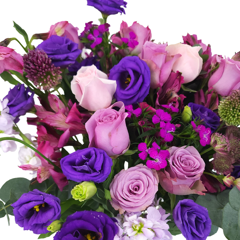 sienna Purple Roses And Carnations Vase Arrangement Birthday Flower Bouquet Singapore