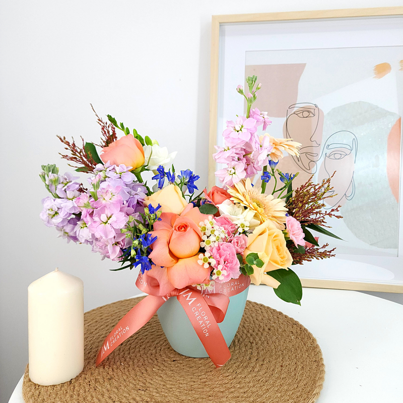 thalia Orange and Pink Korean-Inspired Vase Arrangement Birthday Flower Bouquet Singapore