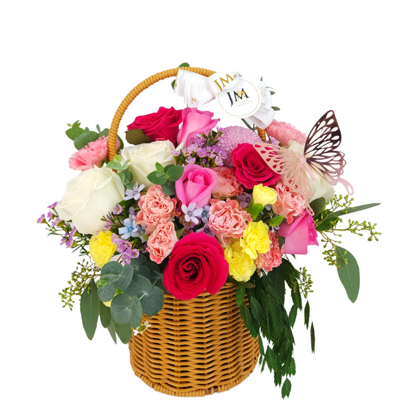 triana Roses & Carnations  Korean-Style Basket Arrangement Birthday Flower Bouquet Singapore