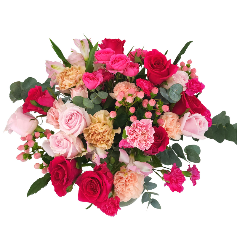 velvet Pink Roses and Carnations Vase Arrangement Birthday Flower Bouquet Singapore