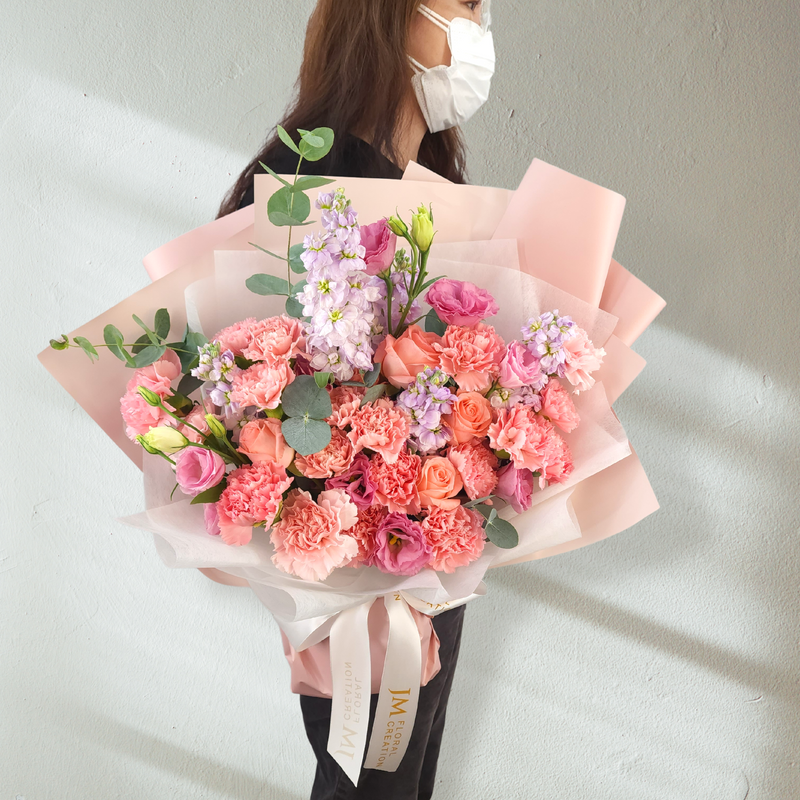 verona Pink Roses & Carnations Bouquet Birthday Flower Bouquet Singapore