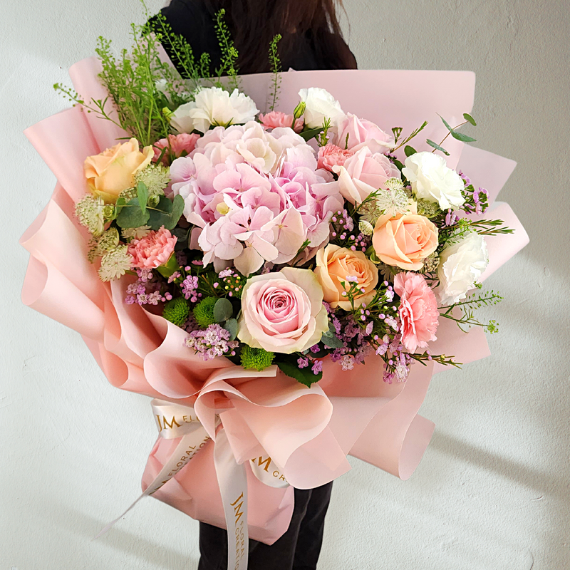 zoe Roses, Hydrangeas & Carnations Bouquet Birthday Flower Bouquet Singapore